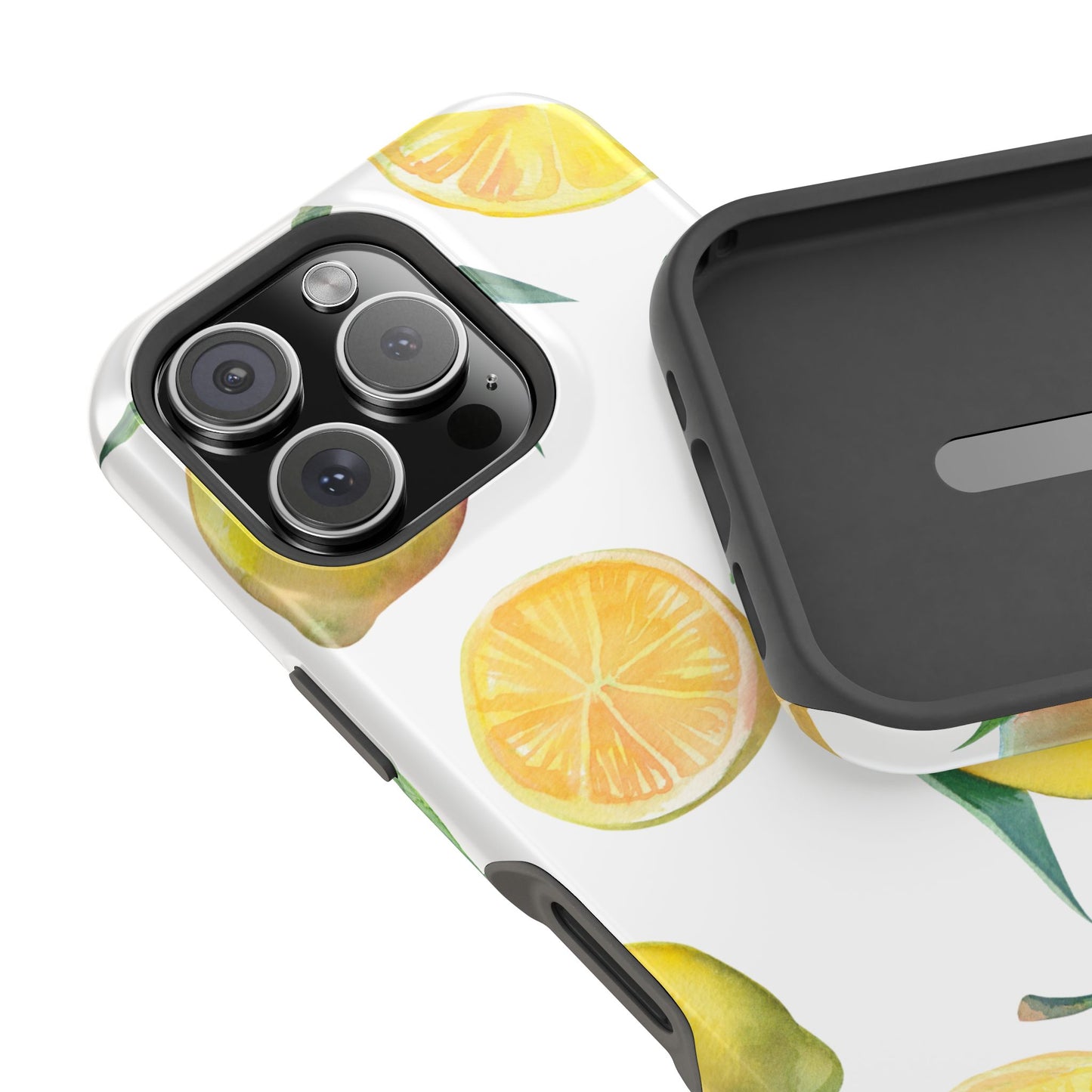 Lemon Grove Watercolor Tough MagSafe iPhone Case – Fresh Citrus Design, Dual-Layer Protection