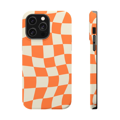 Wavy Retro Checkerboard MagSafe iPhone Case – Shockproof, Matte Finish, Dual-Layer Protection