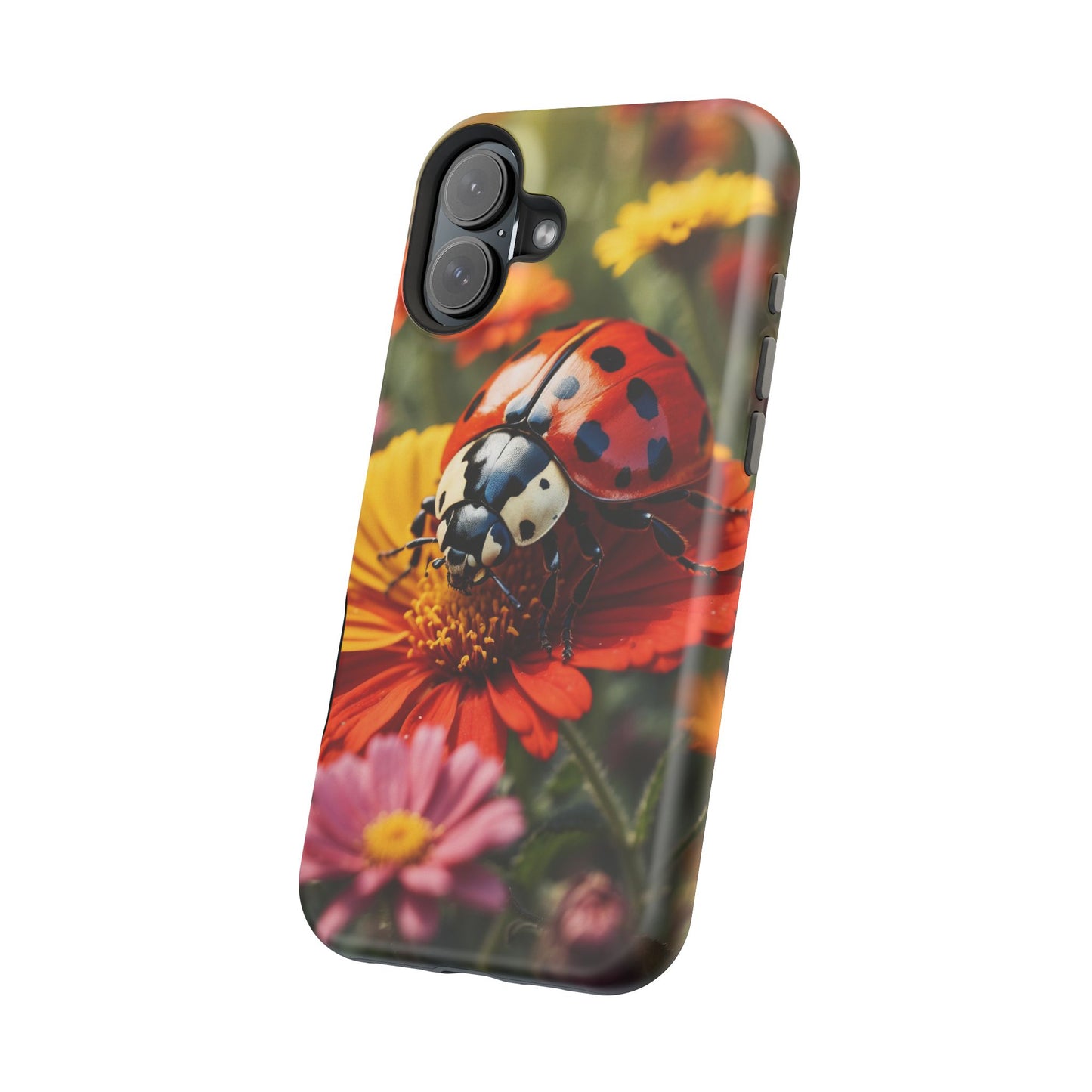 Ladybug on Orange Daisy - MagSafe iPhone Case