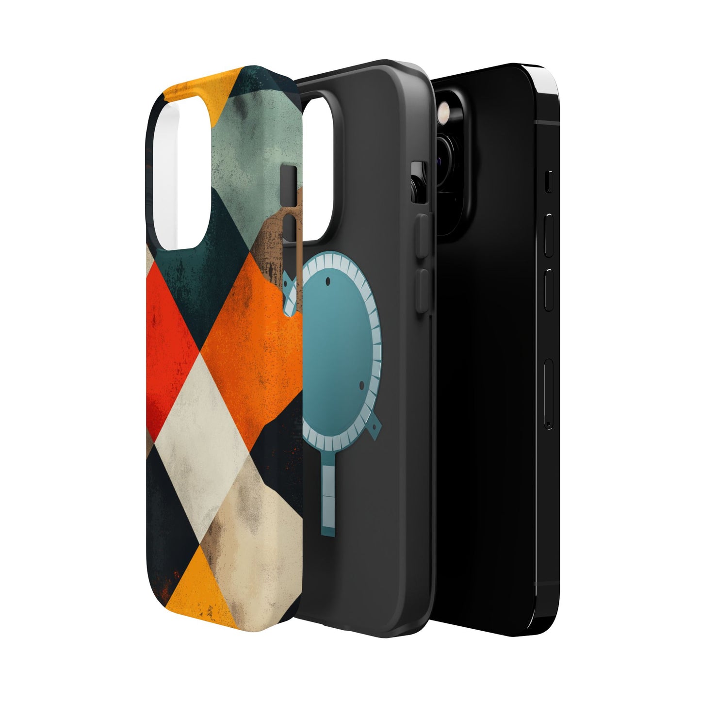 Geometric Retro MagSafe iPhone Case - Colorful Checkered Protective Cover