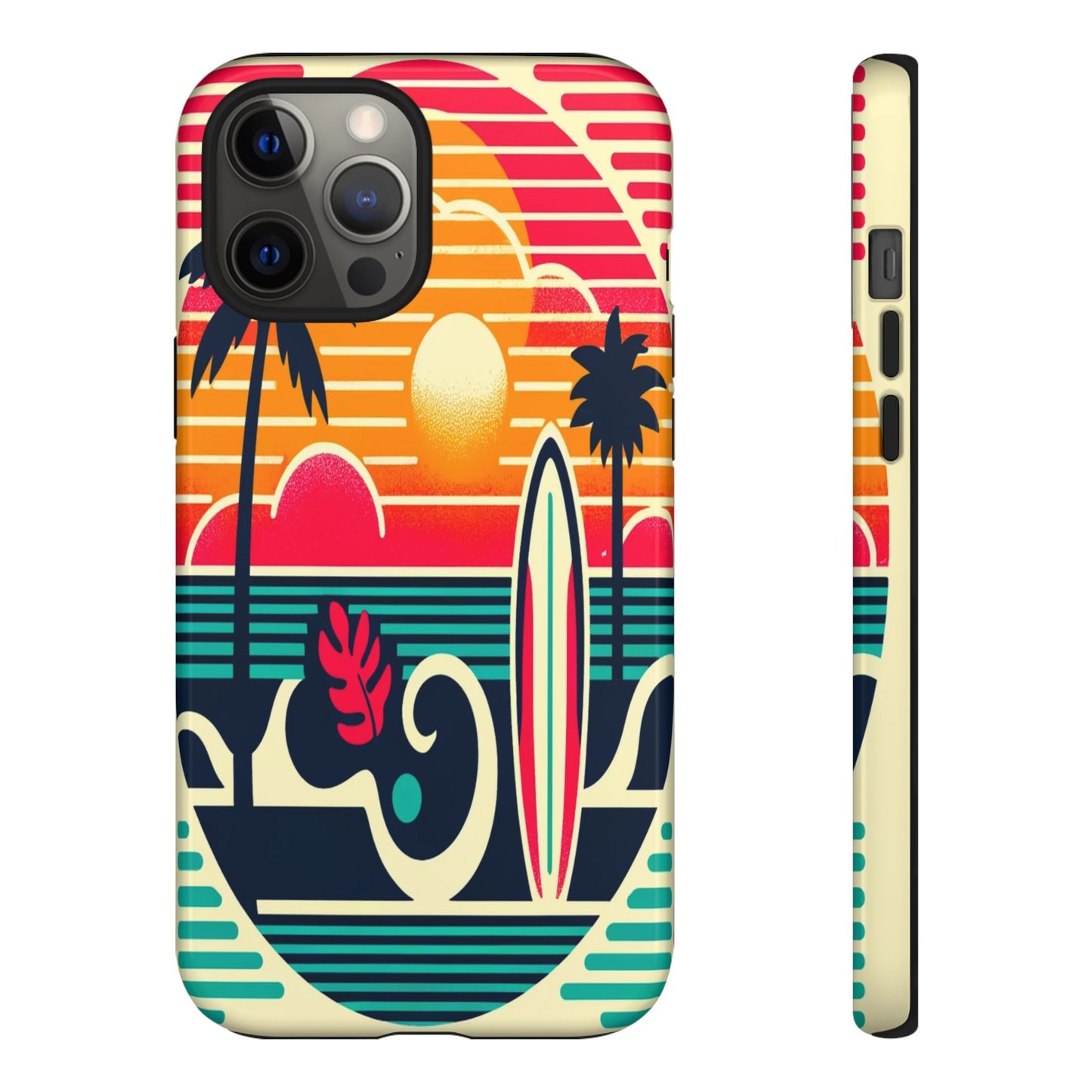 Retro Beach Vibes iPhone Case - Sunset Surfing Protective Cover