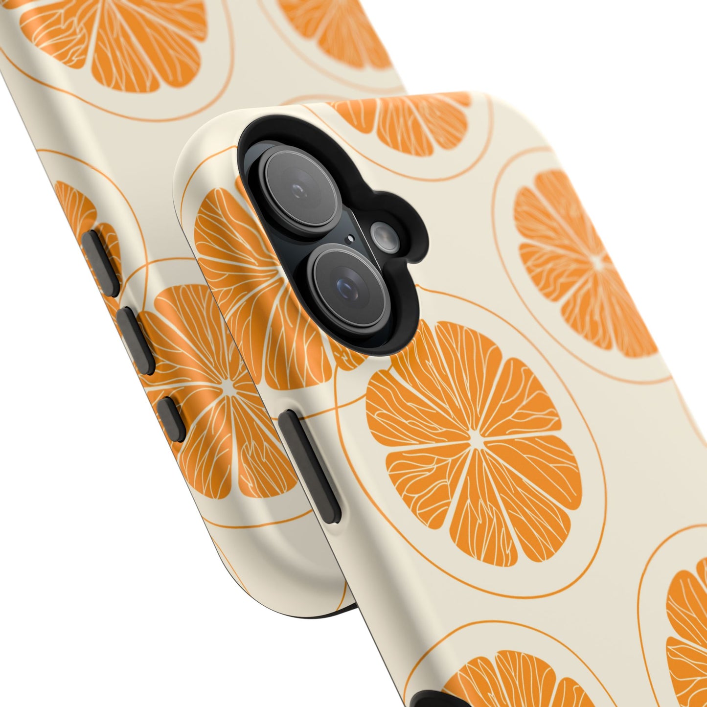 Citrus Burst Pattern Tough MagSafe iPhone Case – Bold Orange Design, Shockproof Protection