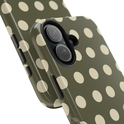 Vintage Green & Cream Polka Dots – iPhone Case