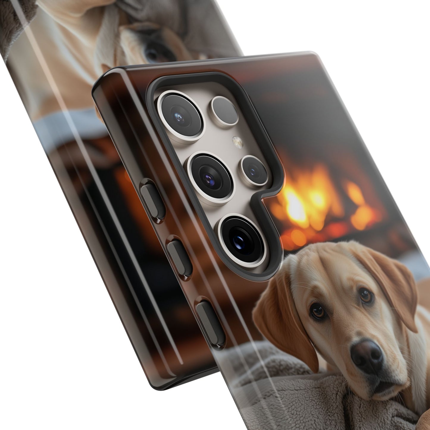 Cozy Golden Retriever by the Fireplace - Samsung Galaxy Case