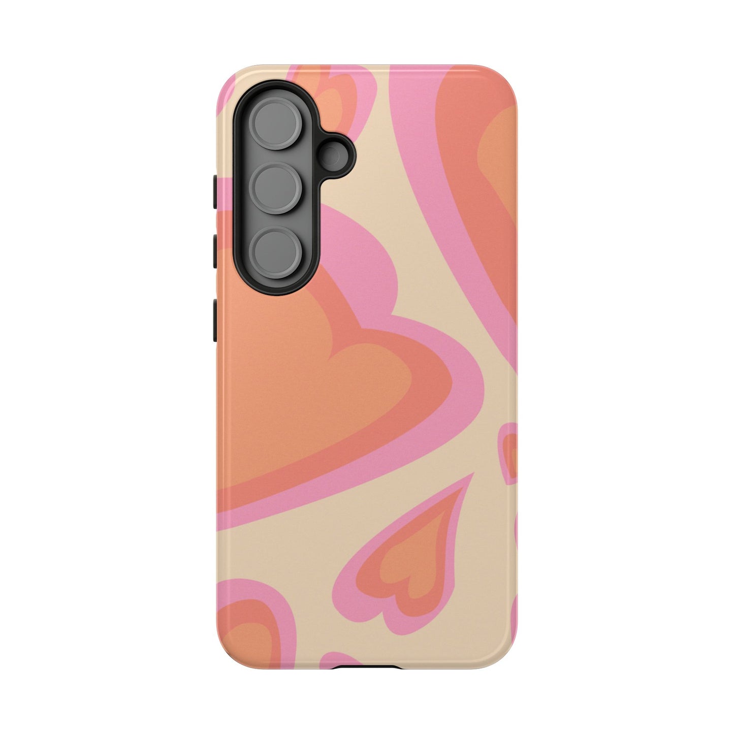 Retro Pink Hearts Samsung Galaxy Case – Shock-Resistant, Matte Finish, Dual-Layer Protection