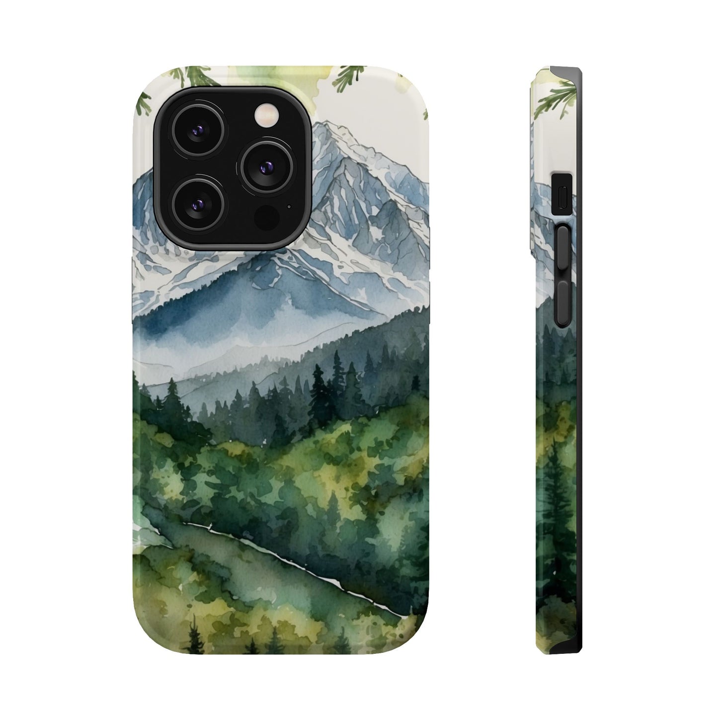 Watercolor Alpine Mountainscape - MagSafe iPhone Case