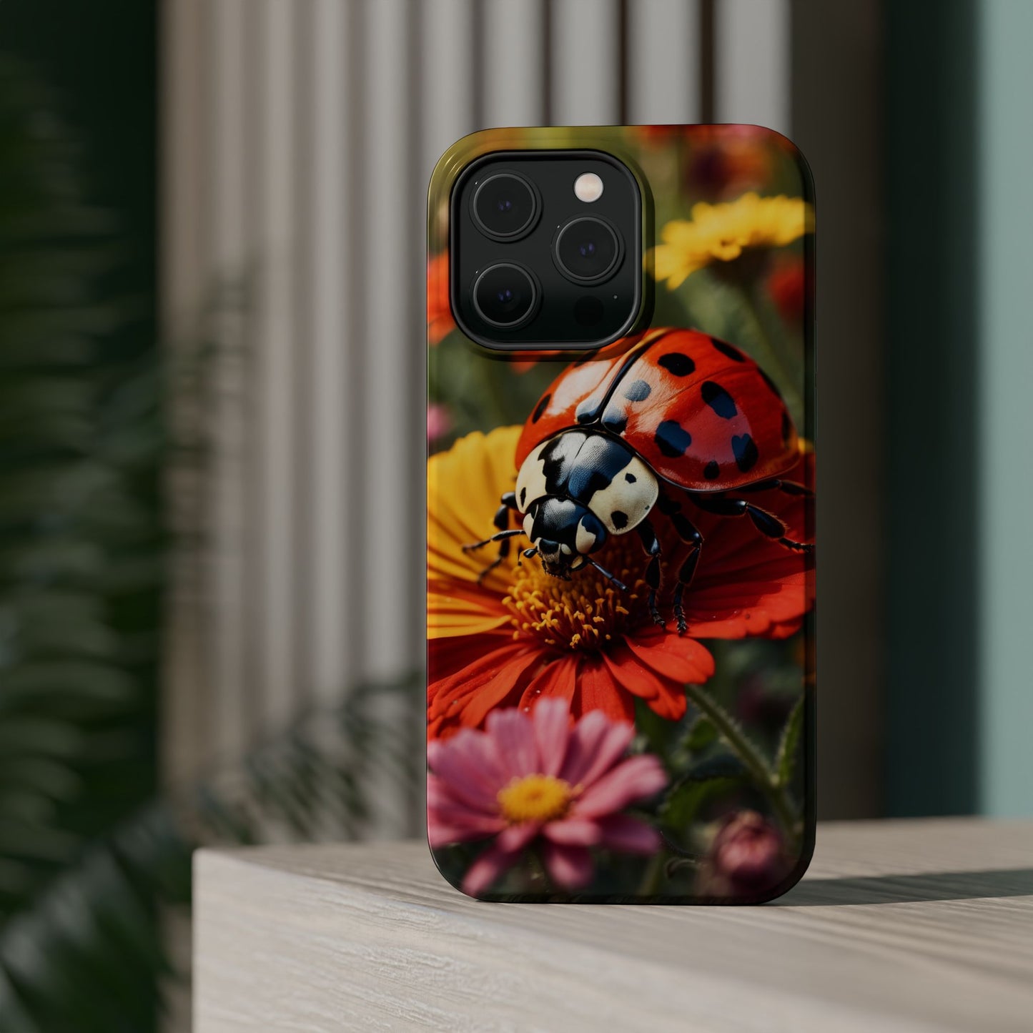 Ladybug on Orange Daisy - MagSafe iPhone Case