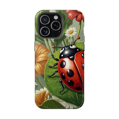 Ladybug Garden MagSafe iPhone Case – Whimsical Floral Design