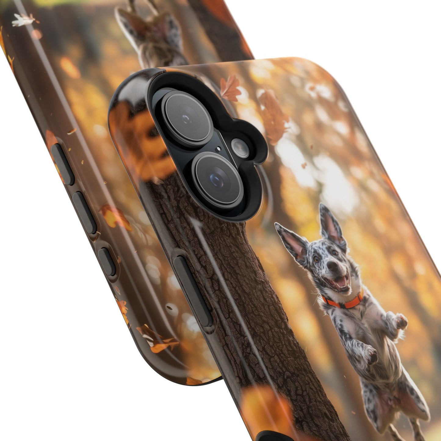 Energetic Blue Heeler Forest Pup MagSafe iPhone Case – Durable Outdoor-Inspired Design