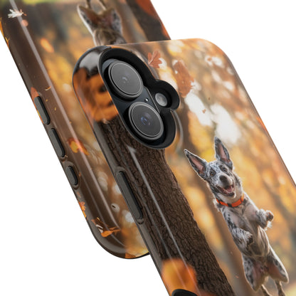 Energetic Blue Heeler Forest Pup MagSafe iPhone Case – Durable Outdoor-Inspired Design