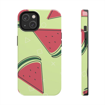 Watermelon Slice iPhone Case – Fresh & Fun Design with Retro Geometric Pattern