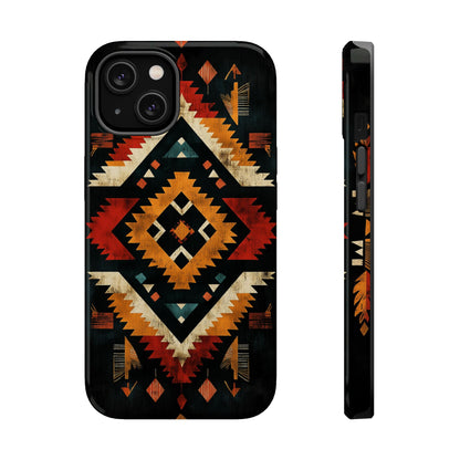 Southwestern Tribal Diamond Tough MagSafe iPhone Case – Bold Geometric Pattern, Dual-Layer Protection