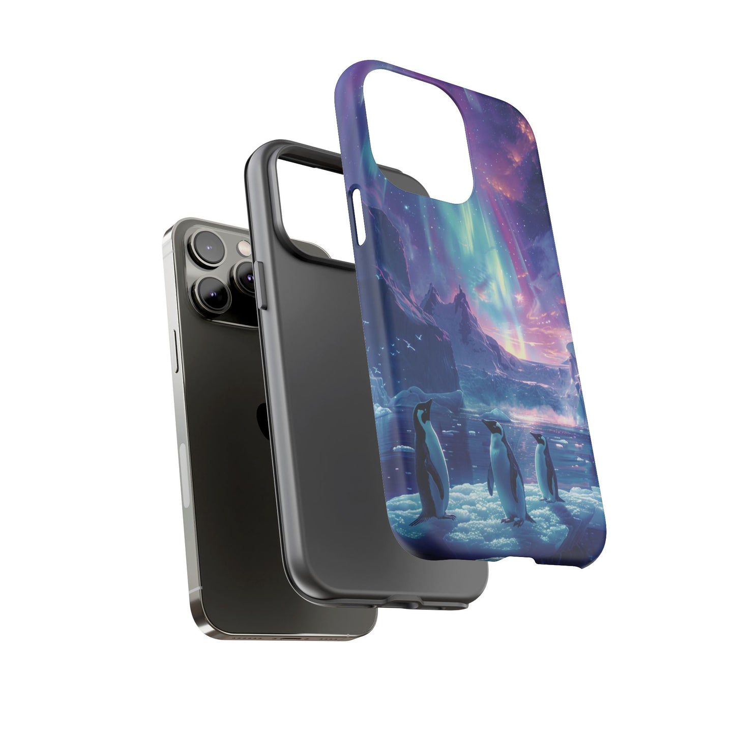 Penguin Parade Northern Lights iPhone Case