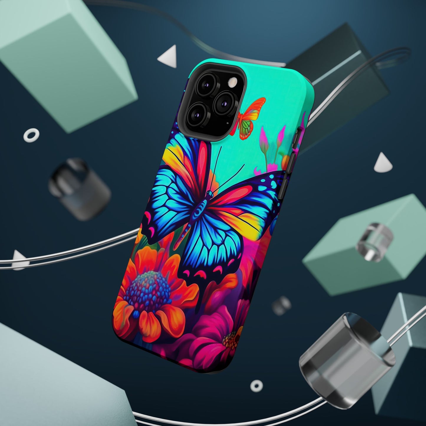 Vivid Butterfly & Floral Burst - MagSafe iPhone Case