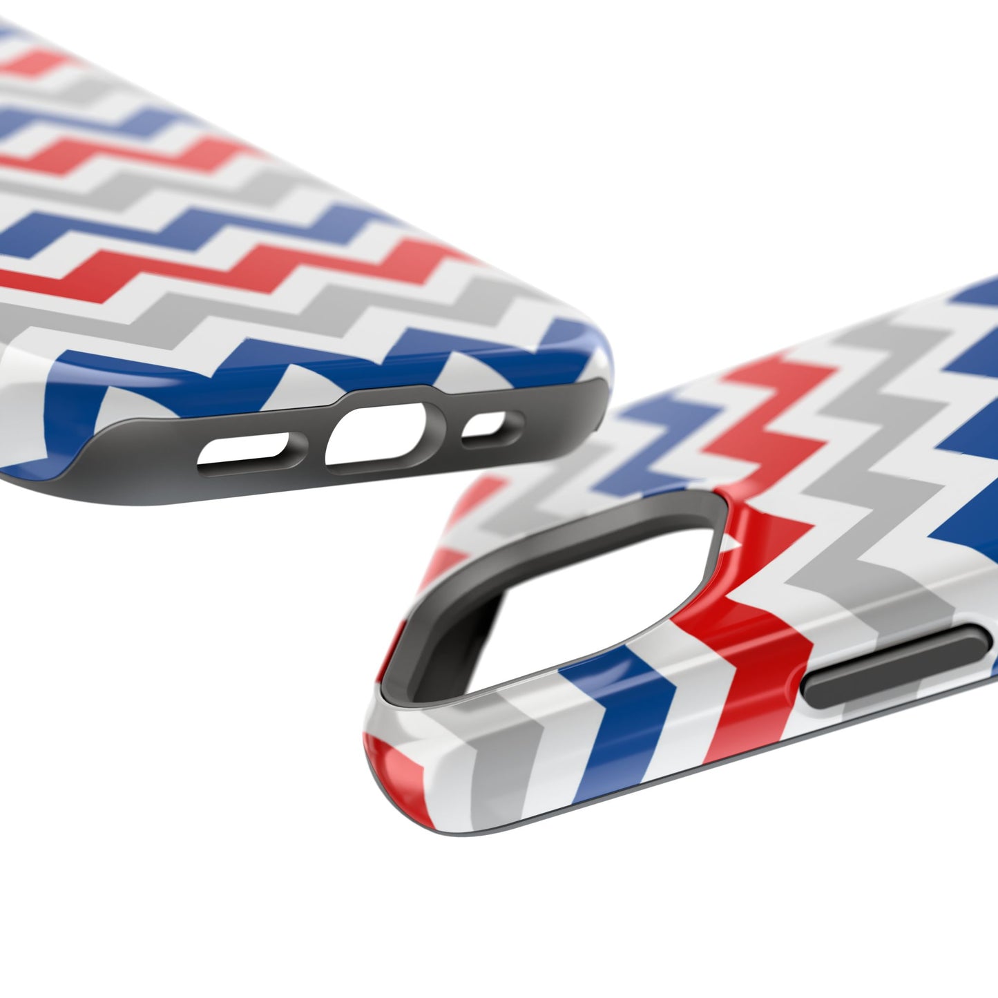 Patriotic Red, White & Blue Chevron – MagSafe Compatible iPhone Case