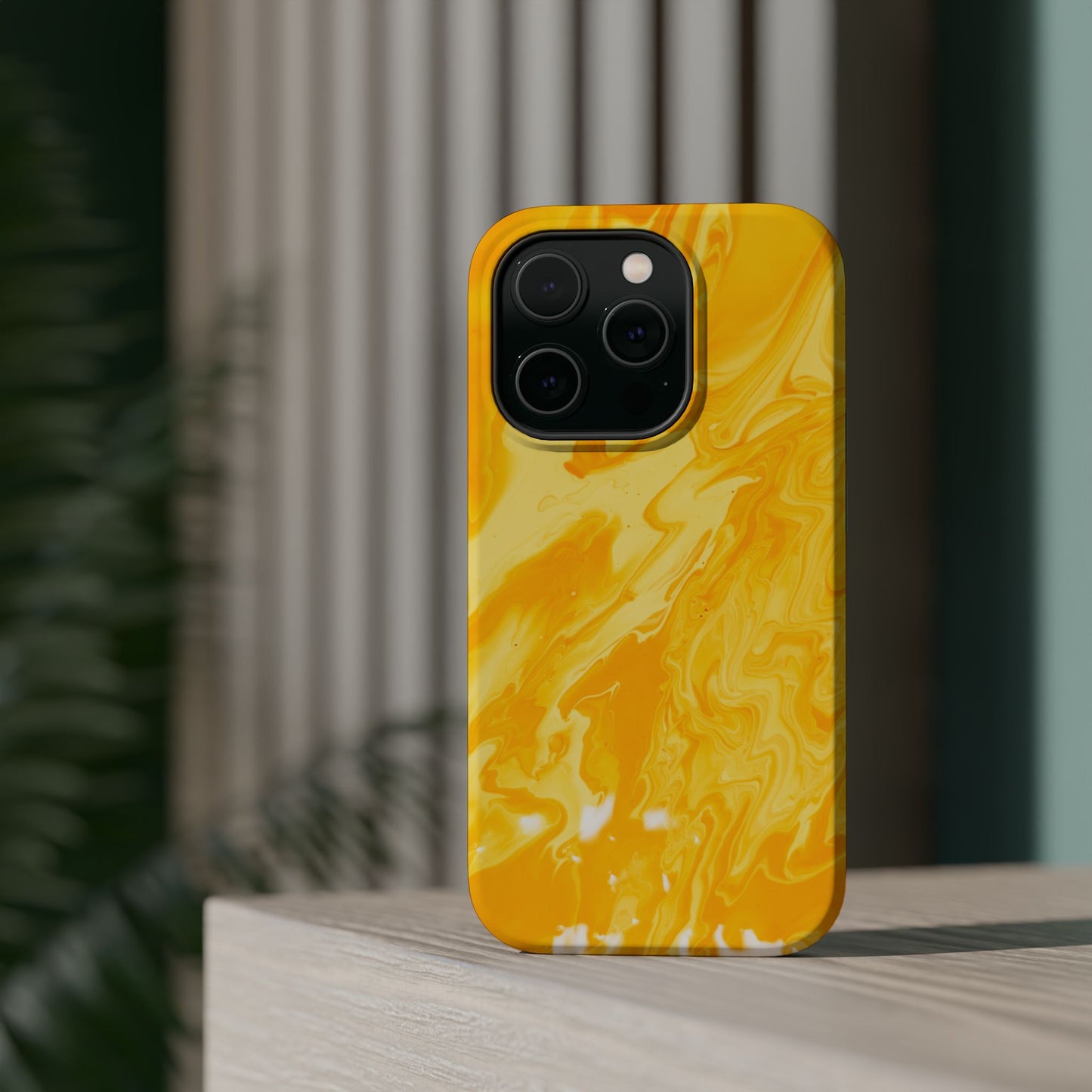 Luxe Yellow Marble MagSafe iPhone Case – Bold Golden Elegance with Magnetic Precision