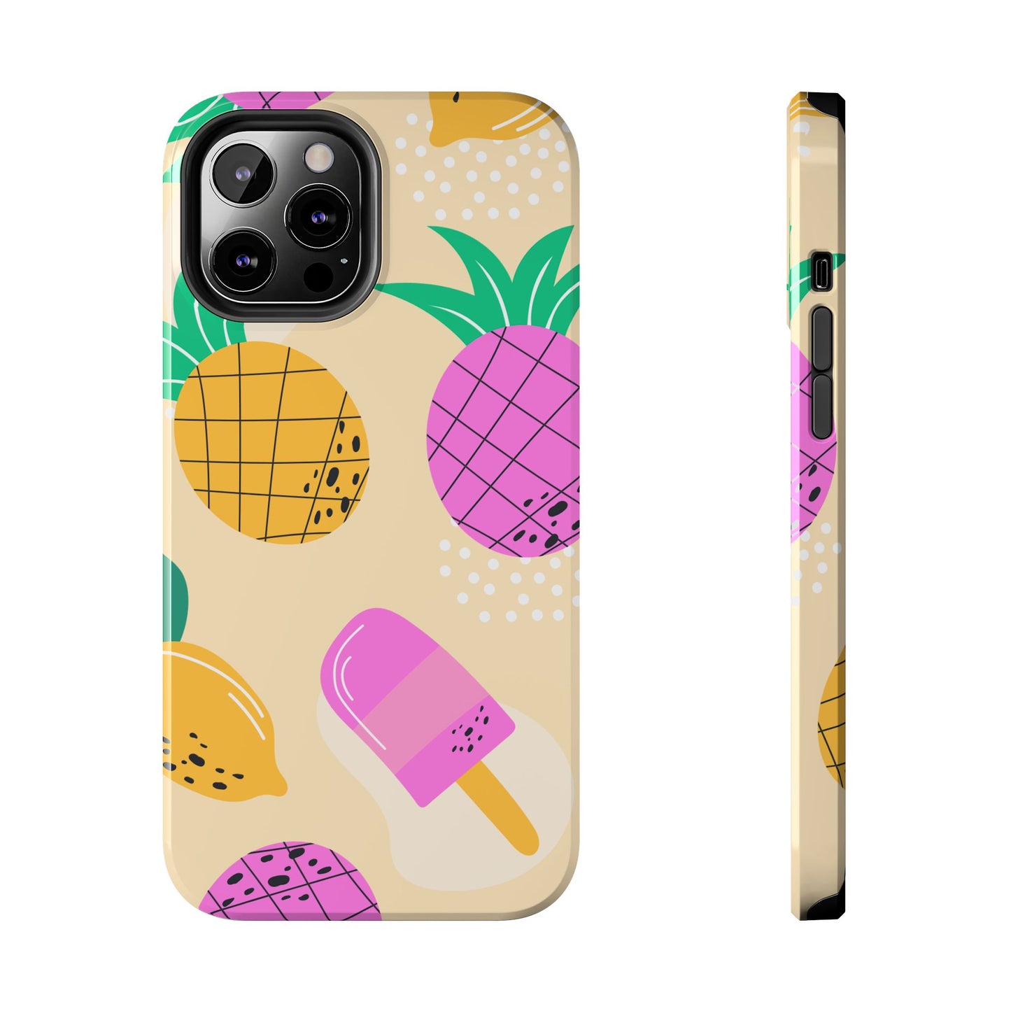 Tropical Pop iPhone Case – Fun Pineapple & Lemon Design with Vibrant Summery Colors