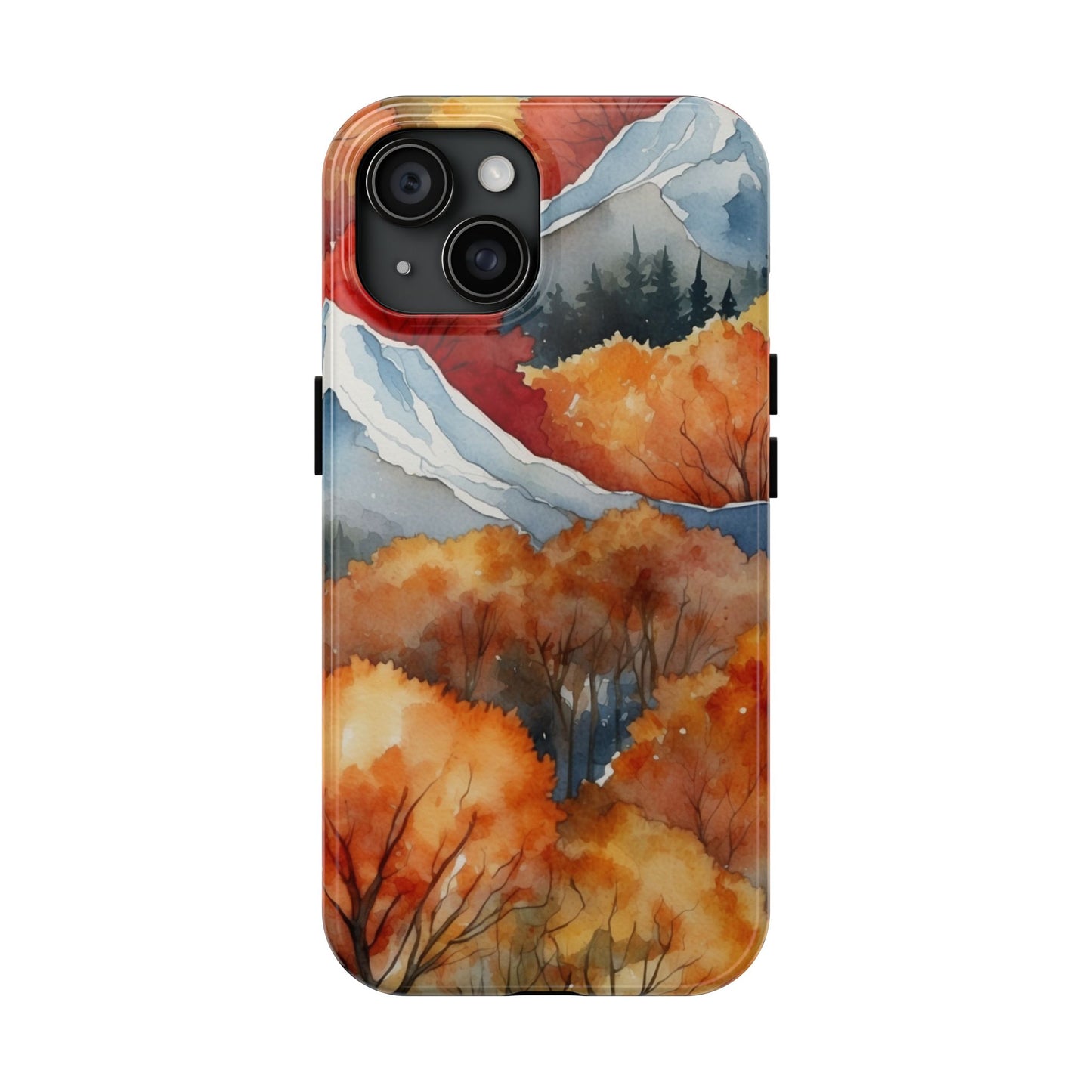 Autumn Mountain Forest Watercolor - iPhone Case