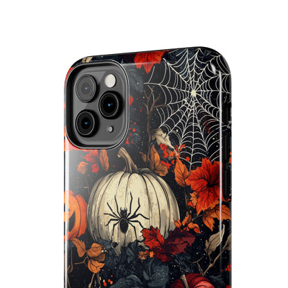 Hauntingly Elegant Halloween iPhone Case – Pumpkins, Spiders, and Autumn Leaves Design - BOGO Cases