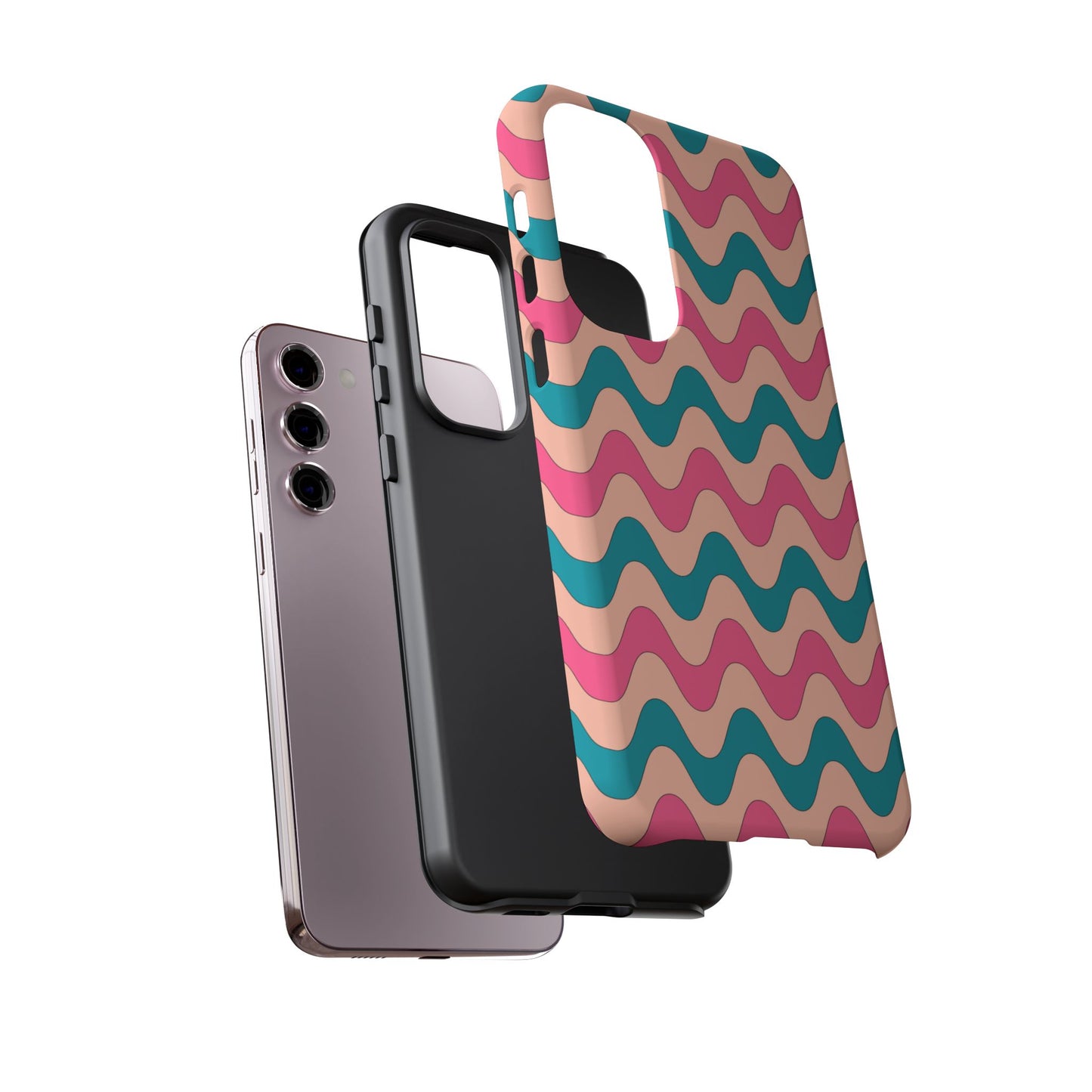 Retro Waves Pattern Samsung Galaxy Case – Shockproof Design with Dual-Layer Protection