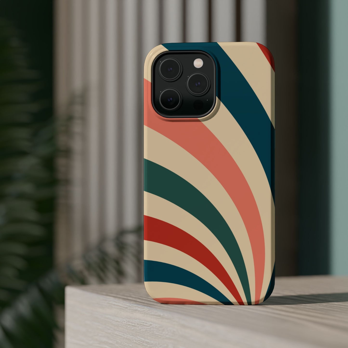 Retro Sunburst Swirl MagSafe iPhone Case – Dual-Layer Protection with Bold 70s Vibes