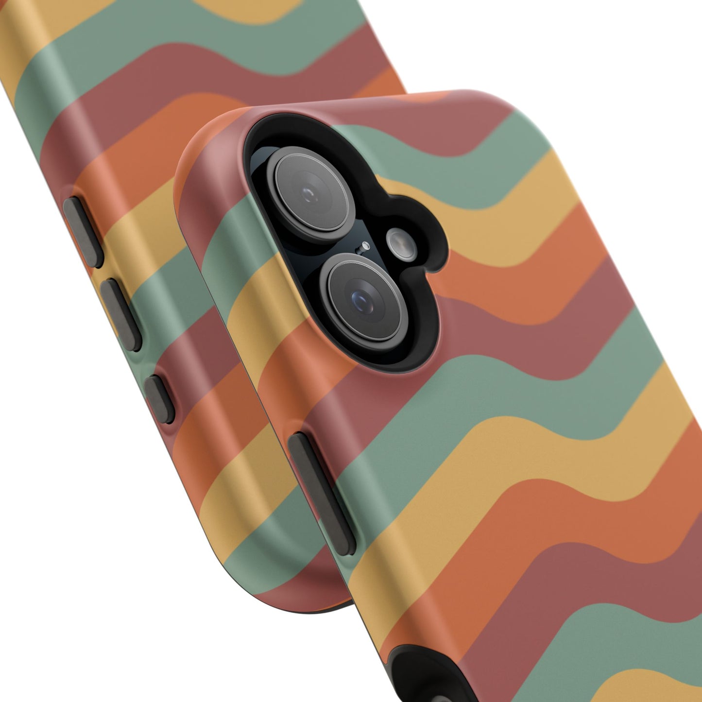 Retro Vibe Wavy Stripes MagSafe iPhone Case – 70s-Inspired in Teal, Orange, and Rust