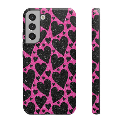 Pink Glitter Hearts Samsung Galaxy Case