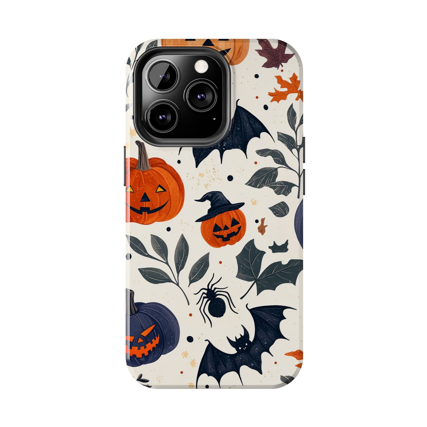 Spooky Halloween iPhone Case – Pumpkins, Bats, and Spider Design