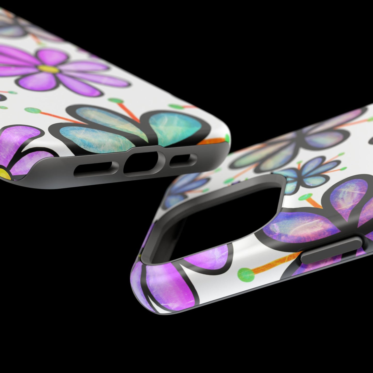 Whimsical Lavender Floral MagSafe iPhone Case – Ultra-Slim, High-Gloss Finish