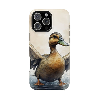 Graceful Duck in Watercolor Scene - MagSafe iPhone Case