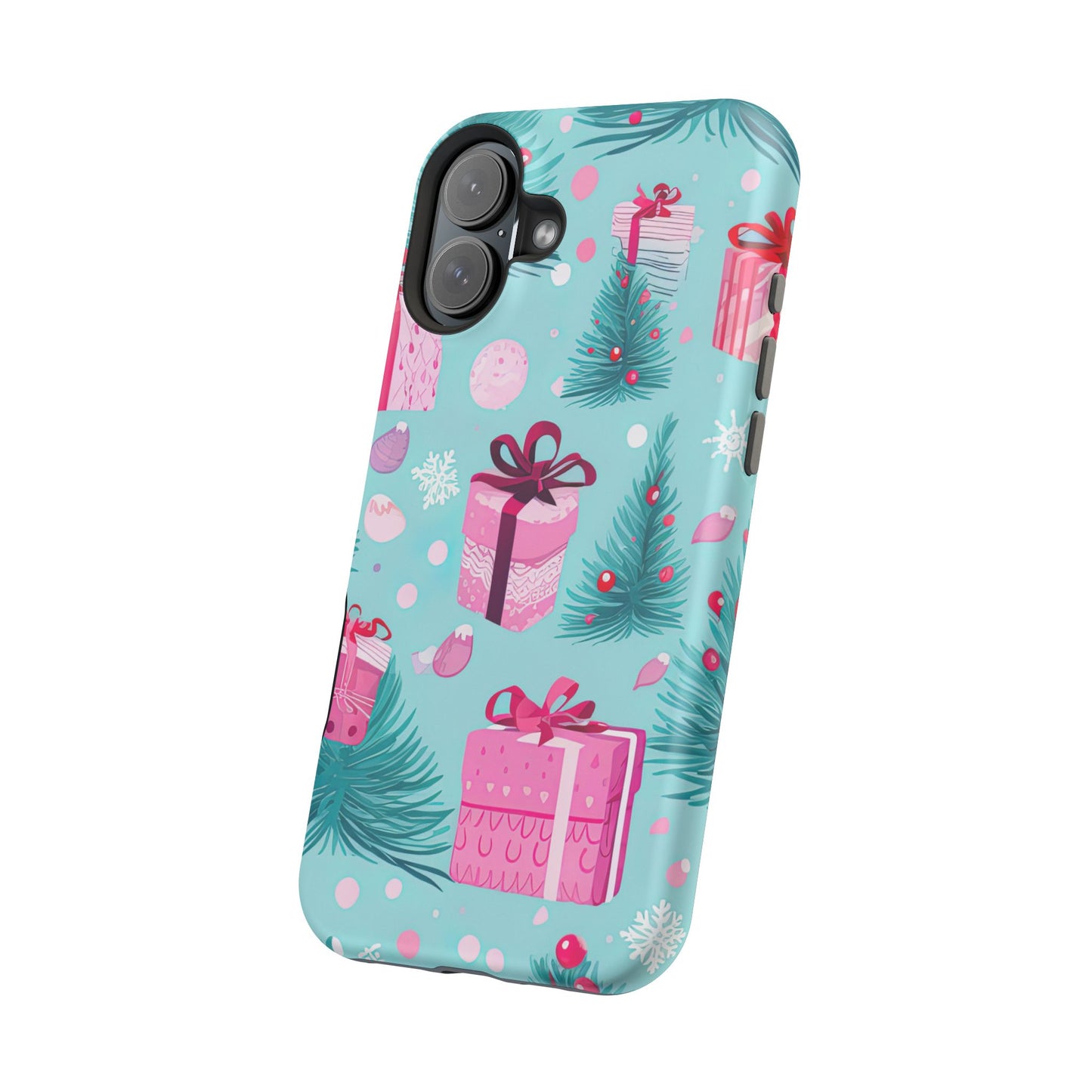 Festive Pink Christmas Gifts and Evergreen MagSafe iPhone Case – Holiday Theme, Protective Cover