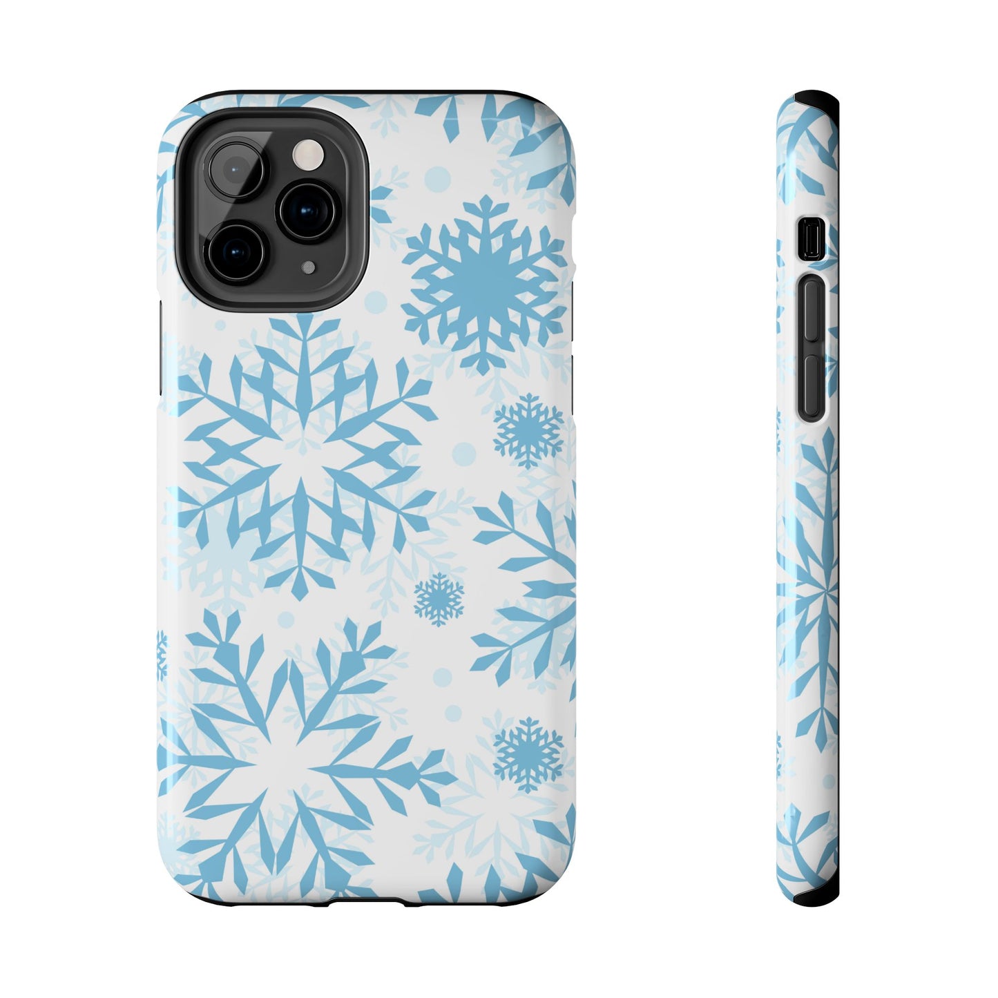 Frosty Blue Snowflakes iPhone Case – Shockproof, Smooth Matte Finish, Dual-Layer Design