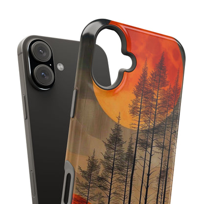 Moody Forest Moonrise MagSafe iPhone Case – Dark Landscape Design, Dual-Layer Protection