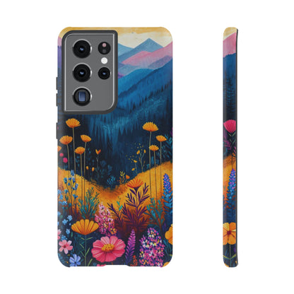 Vibrant Wildflower Mountain Samsung Galaxy Case – Bold Nature Art, Dual - Layer Protection - BOGO Cases