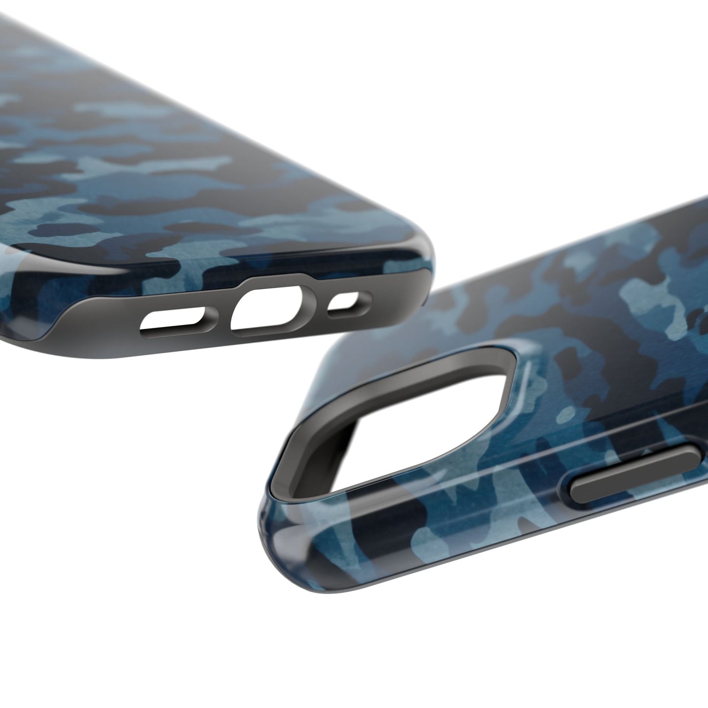 Dark Blue Camouflage – MagSafe iPhone Case with Modern Rugged Style