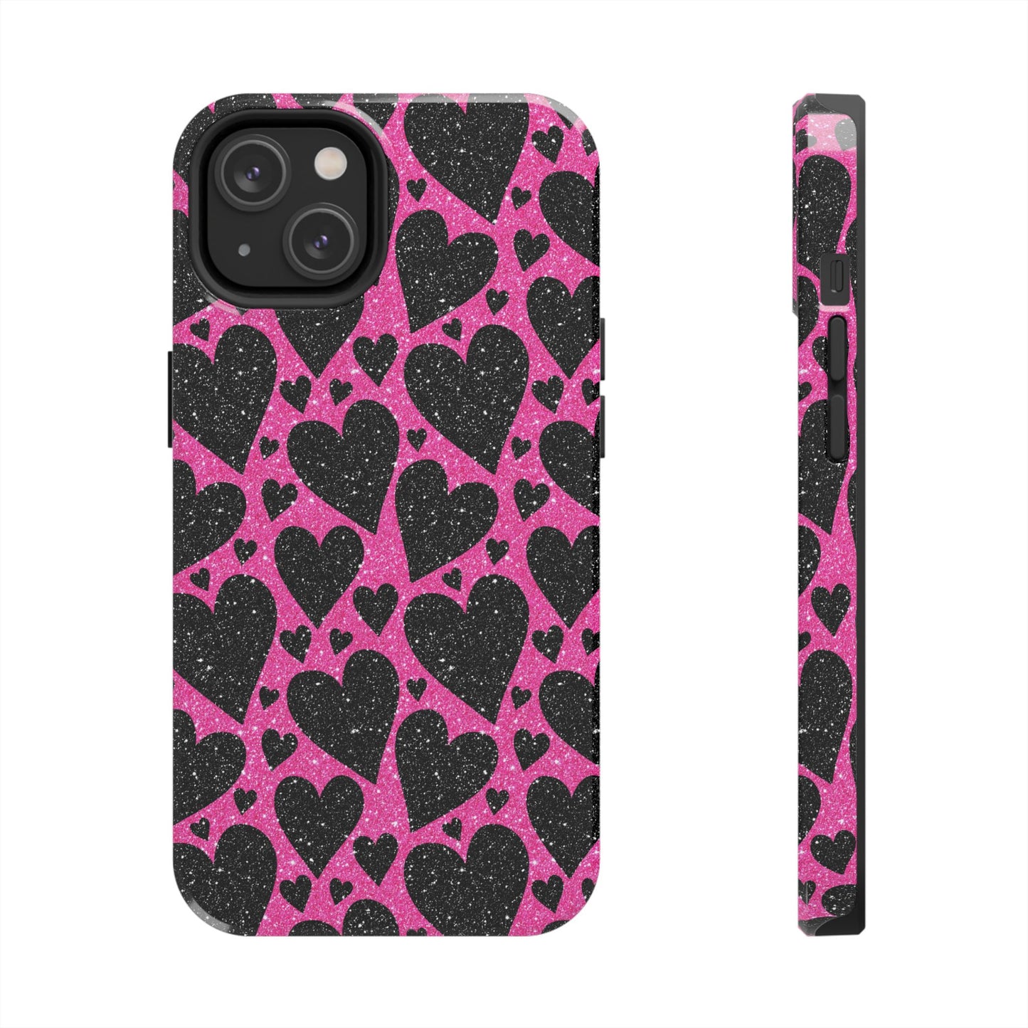 Pink Glitter Hearts iPhone Case