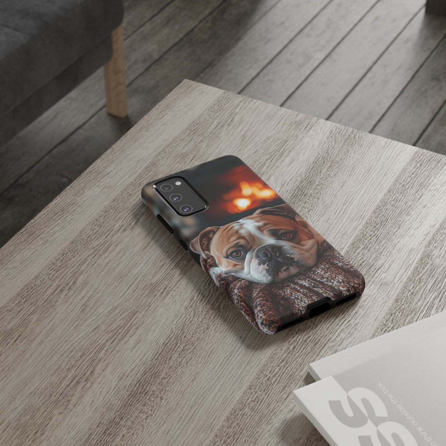 Cozy Bulldog Samsung Galaxy Case – Fireside-Inspired Protective Cover