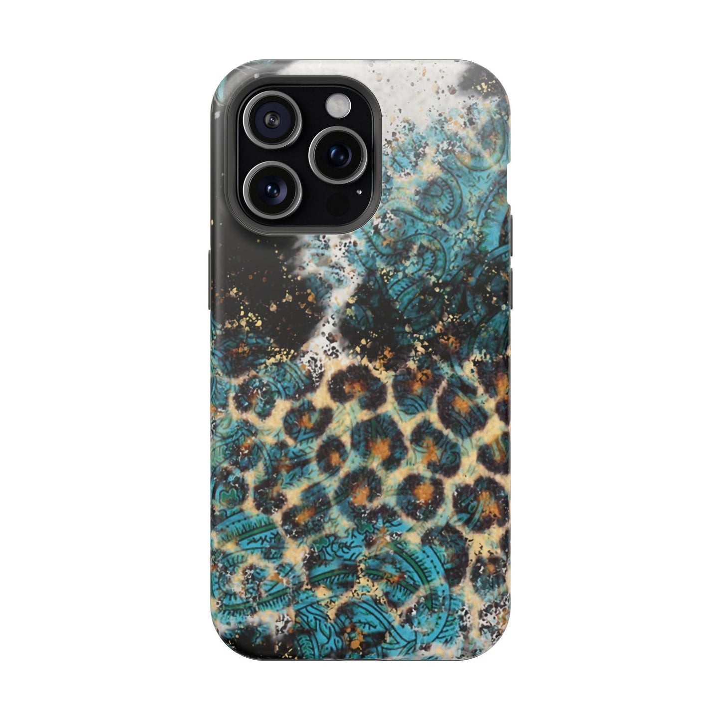 Turquoise Paisley Cowhide Leopard - MagSafe iPhone Series Case