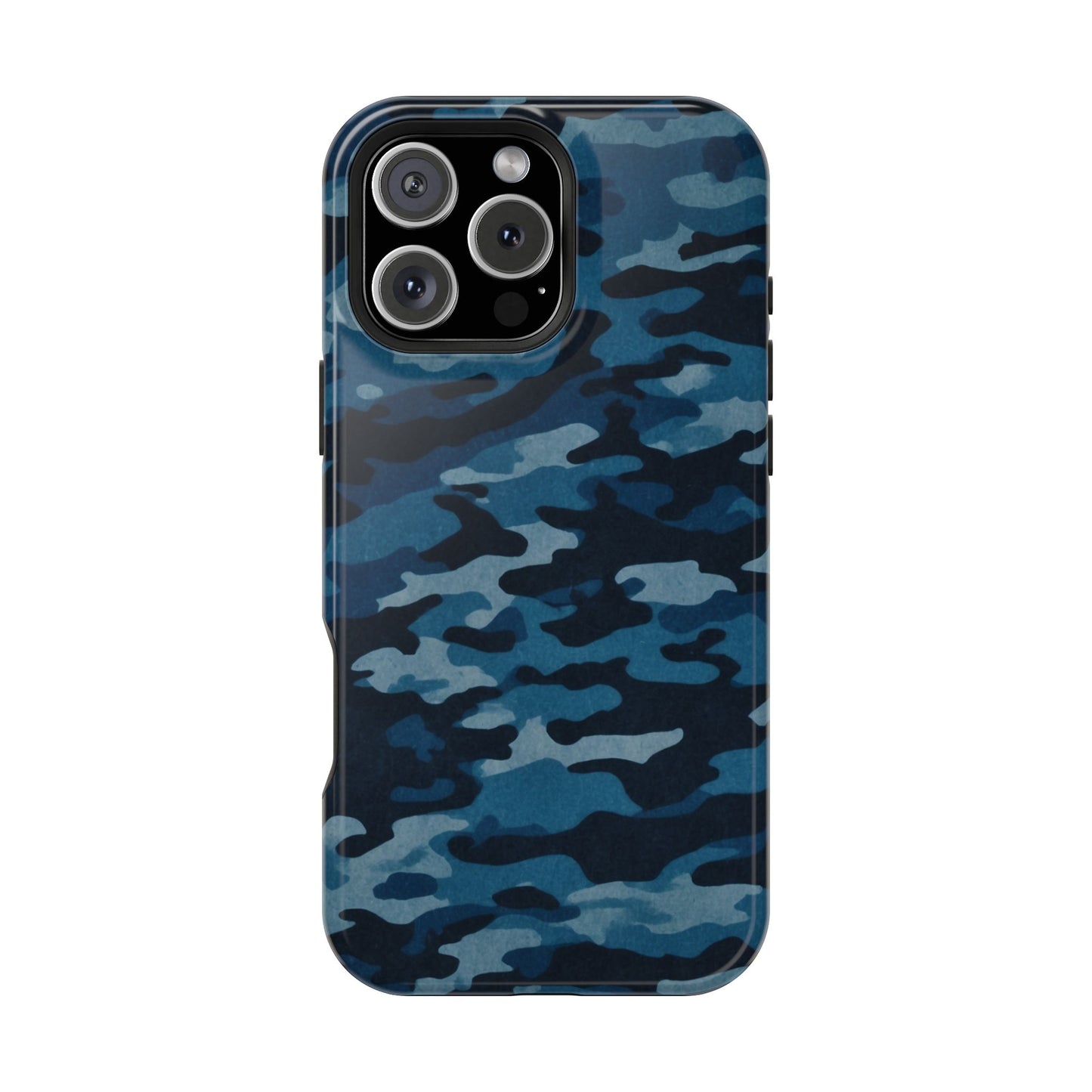 Dark Blue Camouflage – MagSafe iPhone Case with Modern Rugged Style