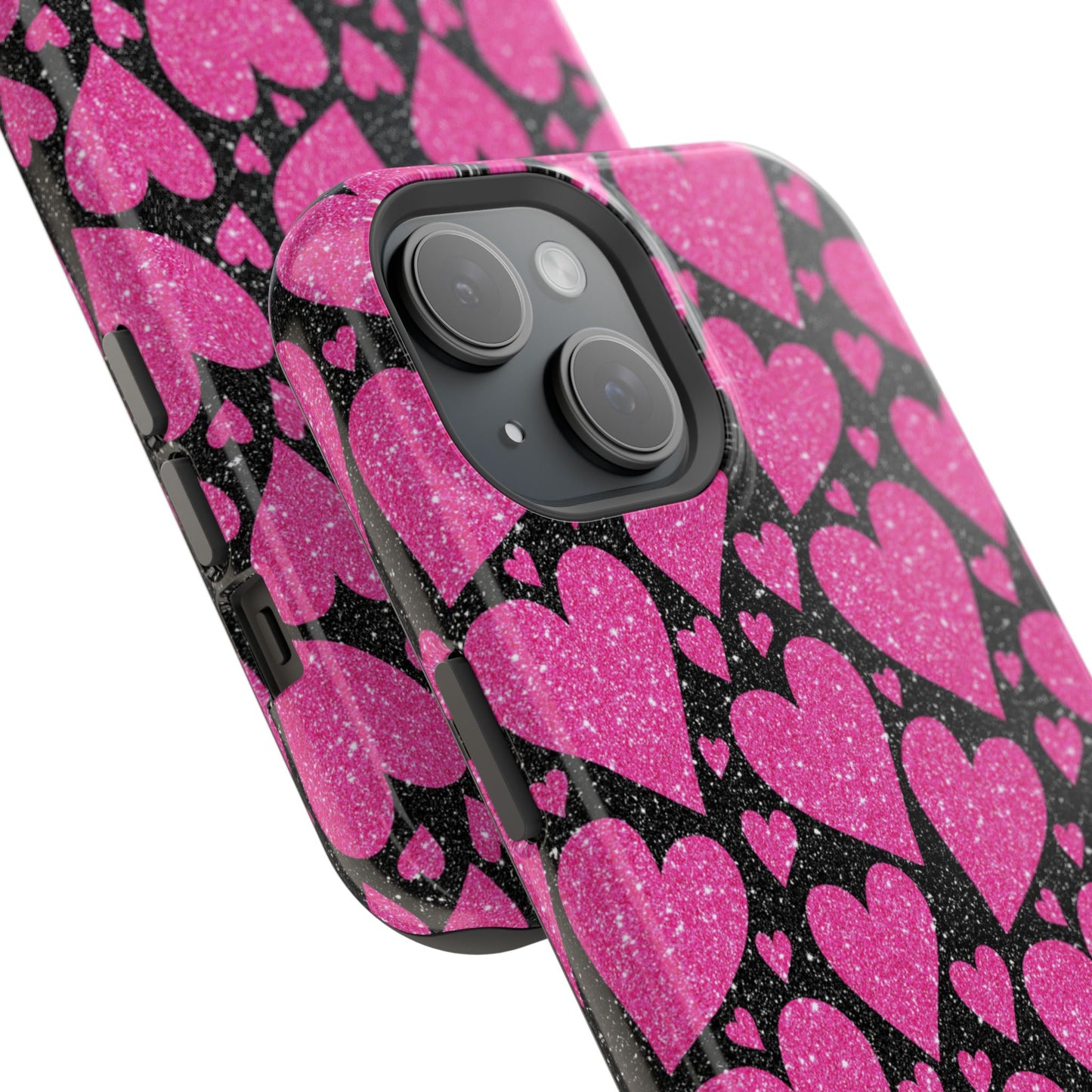 Glitter Hearts MagSafe iPhone Case