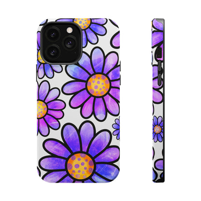 Purple Daisy Delight MagSafe iPhone Case – Slim Profile, Glossy Finish