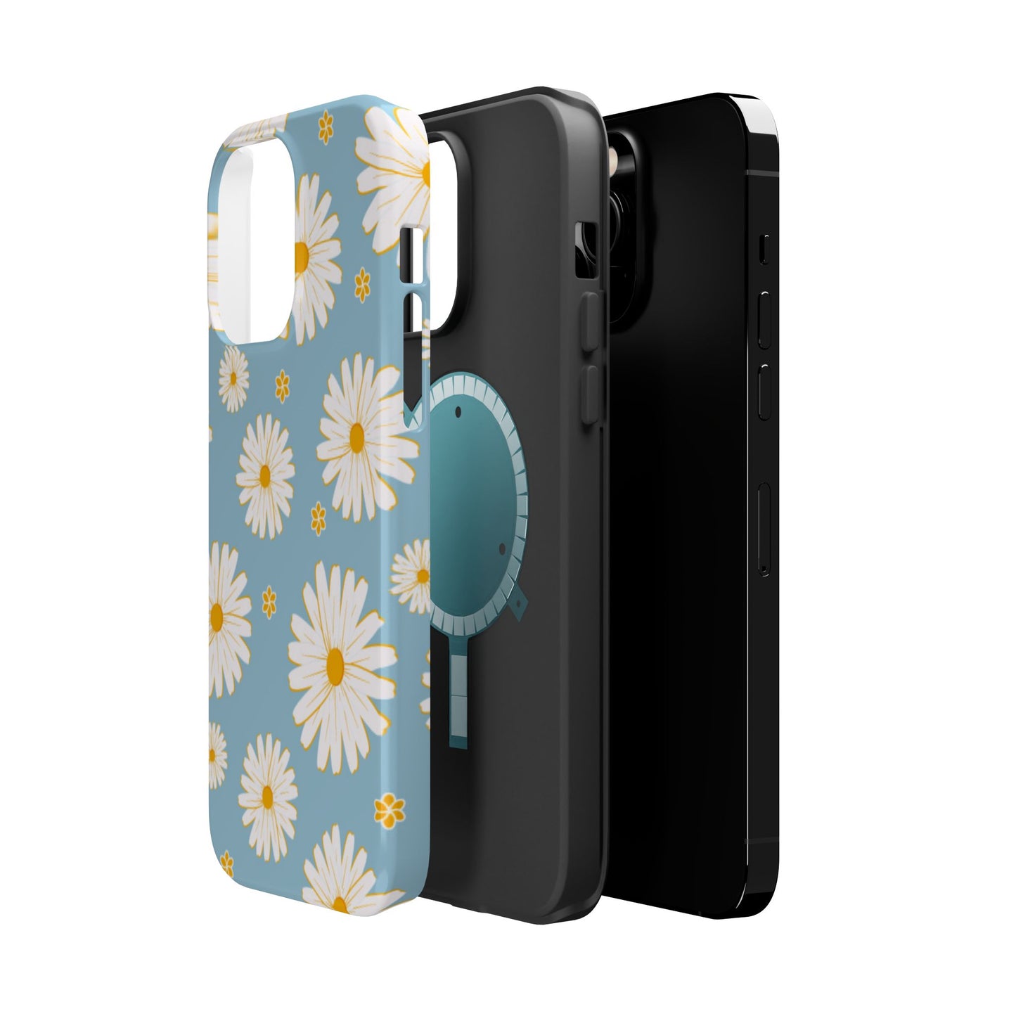 Bright Daisy MagSafe iPhone Case – Light Blue Background, Shockproof and Slim Design