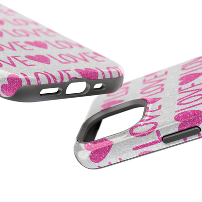 Pink Glitter Love Pattern – MagSafe iPhone Case