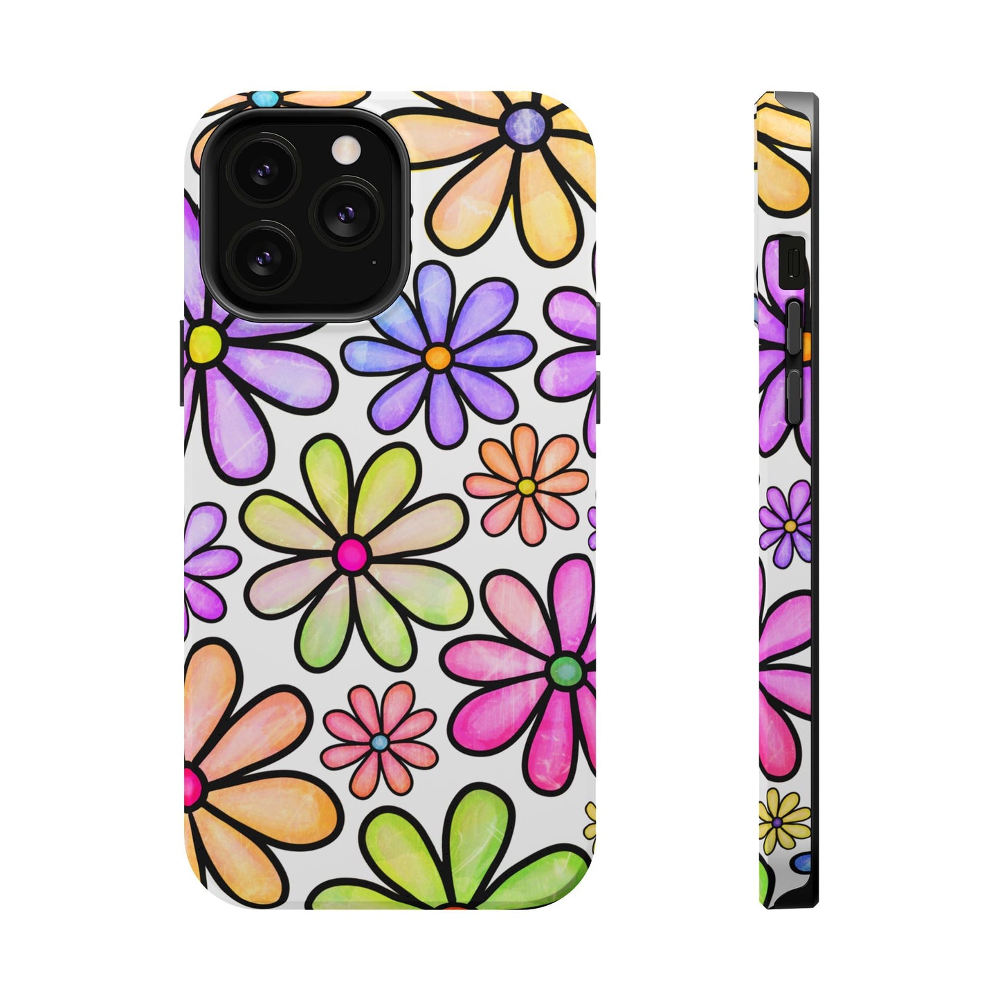 Pastel Daisy Dream MagSafe iPhone Case – Slim Profile, Glossy Finish