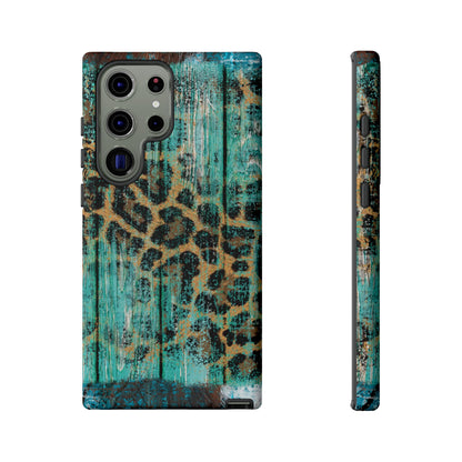 Turquoise Rustic Leopard Wood - Samsung Galaxy Series Case