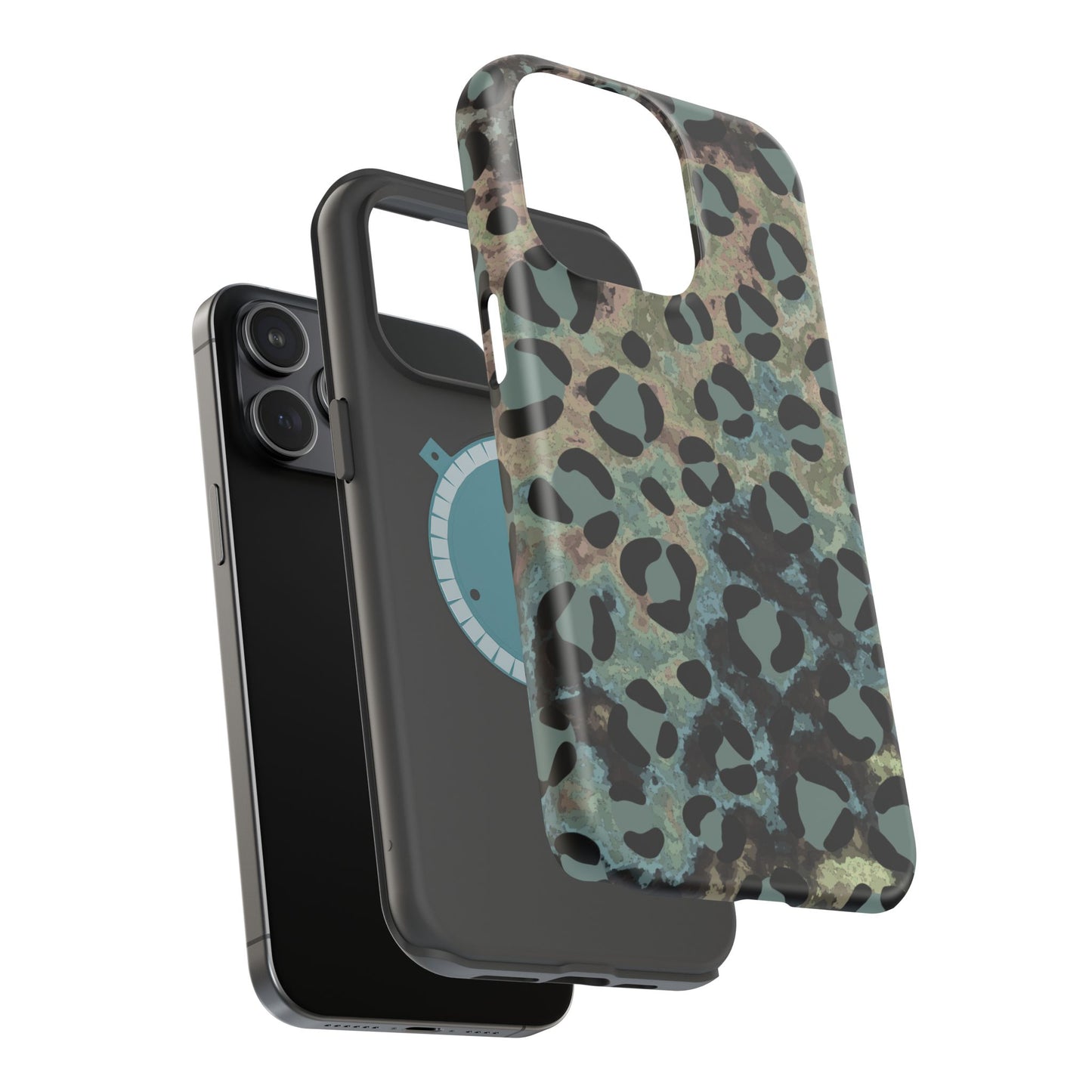 Moody Watercolor Leopard Print Tough MagSafe iPhone Case – Earthy Abstract Pattern with Dual-Layer Protection