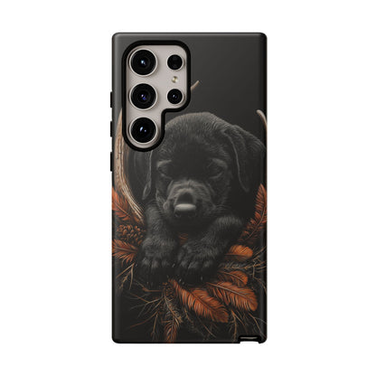 Charming Black Labrador Puppy on Feathers Samsung Galaxy Case