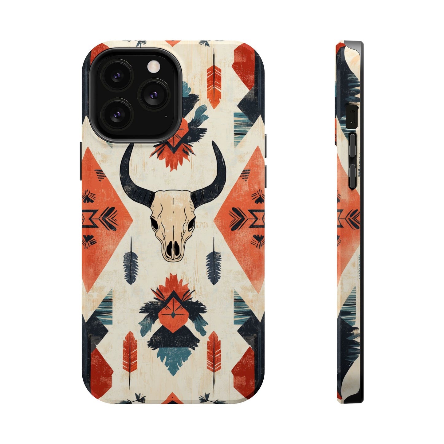 Southwestern Boho Skull Tough MagSafe iPhone Case – Durable Matte Finish, Dual-Layer Protection