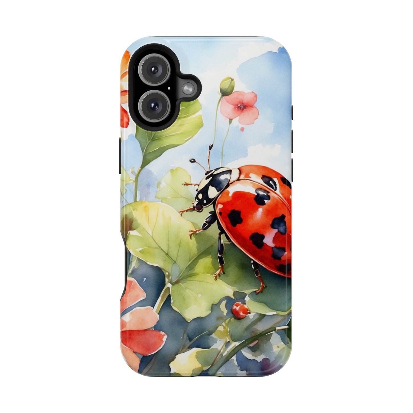 Watercolor Ladybug & Poppy Fields - MagSafe iPhone Case