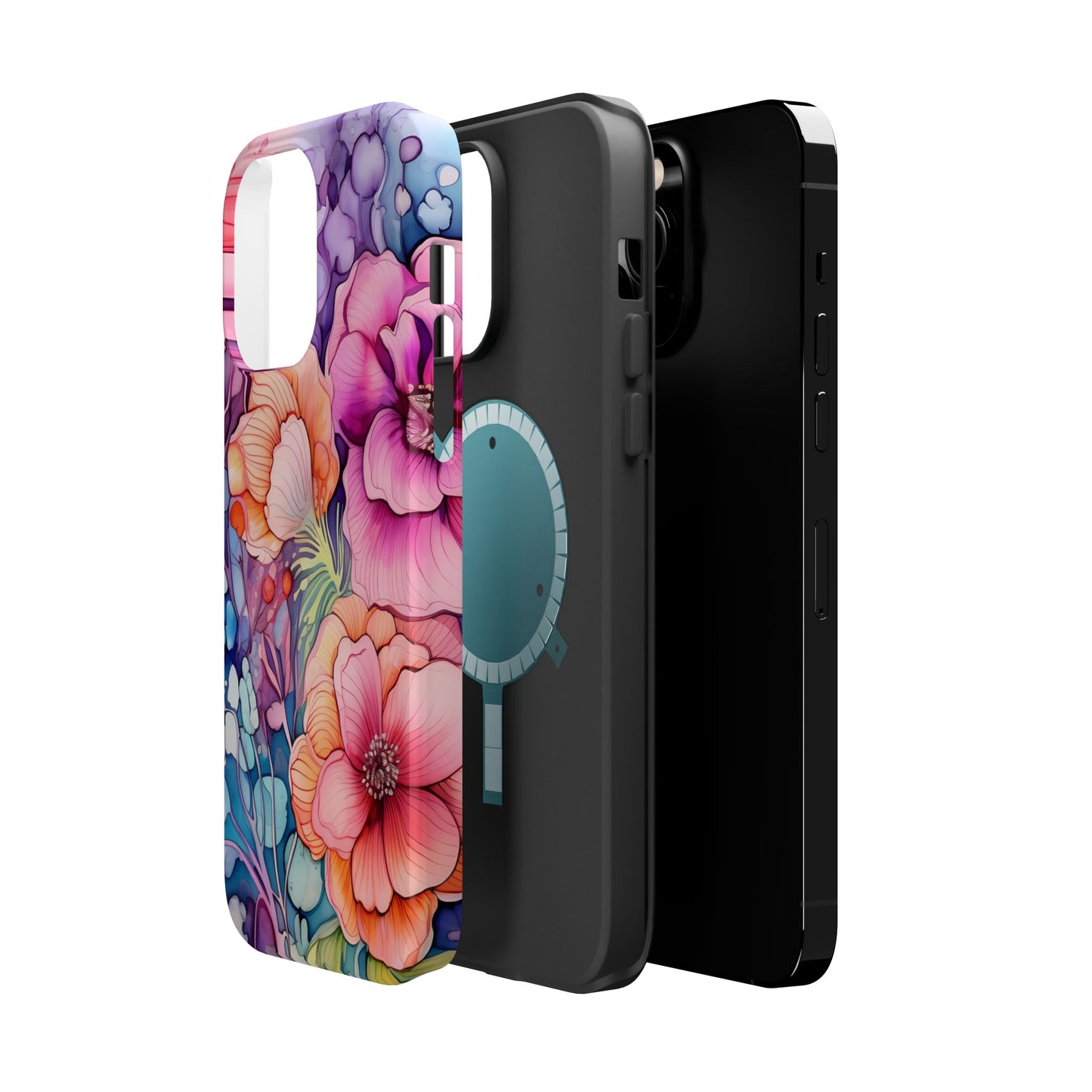 Bright Watercolor Floral Splash MagSafe iPhone Series Case – Bold Artistic Design